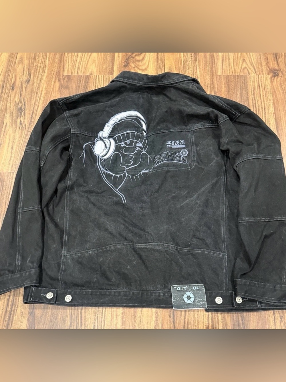 Southpole Vintage 90s Y2K Embroidered Hip Hop Streetwear Black Denim Jacket